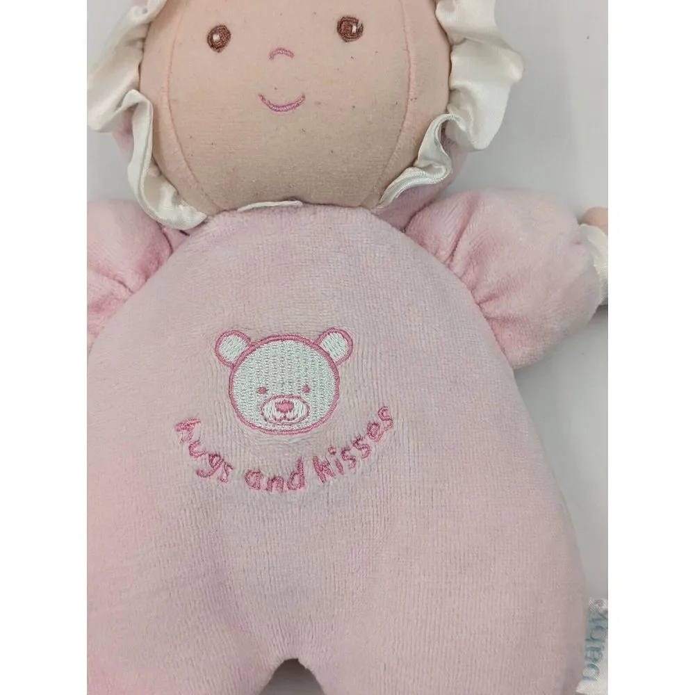 Vintage Carters Prestige Terry Cloth Baby‎ Doll Rattle Plush Hugs & Kisses Pink